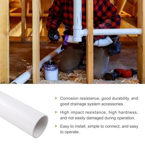 2.7" x 3" PVC Pipe 26" Plastic Rigid Tubing Round High Impact Drain Pipe, [for Greenhouse Garden Home HVAC Plumbing] - 67.8x75mm / White