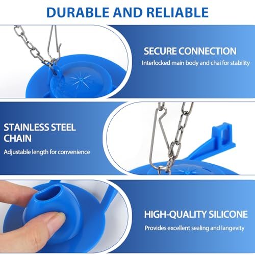 2 Inch Toilet Flapper Replacement Kit - Universal Toilet Stopper Flappers, Durable Toilet Flap with Adjustable Steel Chain, Toilet Tank Flapper Suitable for Various Toilet Cap Types, Easy to Replace