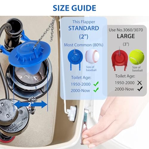 2 Inch Toilet Flapper Replacement Kit - Universal Toilet Stopper Flappers, Durable Toilet Flap with Adjustable Steel Chain, Toilet Tank Flapper Suitable for Various Toilet Cap Types, Easy to Replace