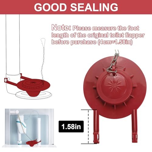 2 Pack 2-Inch Universal Toilet Flapper Replacement Kit - Fits Kohler, Toto, American Standard - High Performance Water-Saving Toilet Tank Flapper with Stainless Chain & Hook, Easy to Install Red