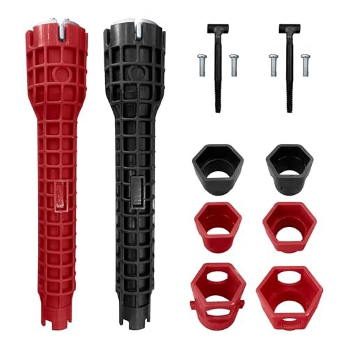 2 Pack Multi-functional Sink Wrench Faucet Installation Tools, 14-in-1 Sink Wrench and 8 in 1 Basin Wrench Faucet Installer for Toilet Bowl/Bathroom/Kitchen Plumbing with Thread Seal Tape