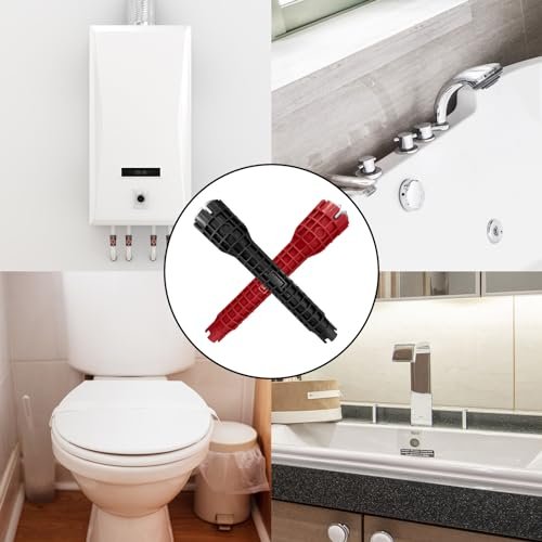 2 Pack Multi-functional Sink Wrench Faucet Installation Tools, 14-in-1 Sink Wrench and 8 in 1 Basin Wrench Faucet Installer for Toilet Bowl/Bathroom/Kitchen Plumbing with Thread Seal Tape