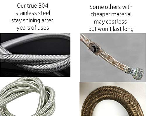 2-Pack Premium Stainless Steel Washing Machine Hoses - 6 FT No-Lead Burst Proof Red and Blue Lined Water Inlet Supply Lines - Universal 90 Degree Elbow Connection - 10 Year Warranty