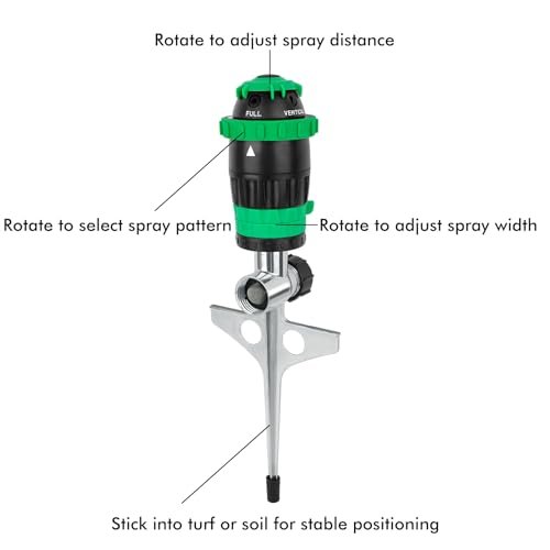 [2 Pack] RESTMO Gear Drive Sprinkler with Metal Spike Base, 5-Pattern Heavy Duty Gardening Watering System, Multi-Adjustable Lawn Sprinkle for Garden Plant, Flower Bed and Large Yard Area