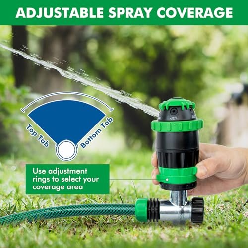 [2 Pack] RESTMO Gear Drive Sprinkler with Metal Spike Base, 5-Pattern Heavy Duty Gardening Watering System, Multi-Adjustable Lawn Sprinkle for Garden Plant, Flower Bed and Large Yard Area