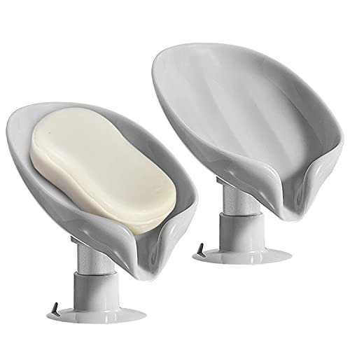 2 Pack Soap Holder Self Draining Soap Dish Sponge Holder Suction Cup Soap Dish Fast Draining Fast Drying Strong Suction Cup Adhesion for Bathroom Shower Kitchen Sink