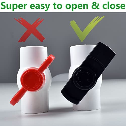 2" PVC Ball Valve, Shut-Off Valve with Smooth and Excellent Handle, Rated at 150 PSI (2 Pack)