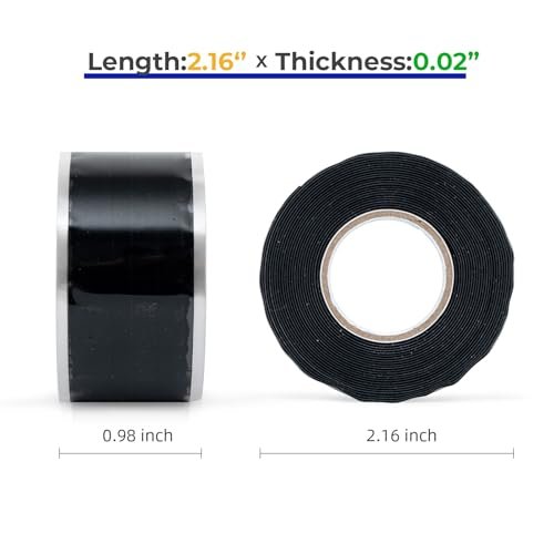 2 Rolls Rescue Tape Self-fusing Silicone Tape 1in(W) x 20ft(L) Waterproof Rubber Tape, Water Hose Leak Seal Pipe Plumbing Hose Repair Tape for Cable Insulating Strech Wrap Seal Black Grip Tape