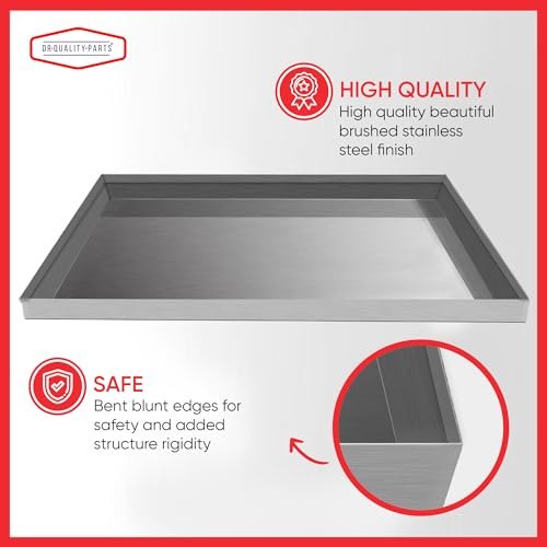 24" x 15" x 1.5" Stainless Steel Ice Maker Pan Catcher - Water Damage Prevention - No Leak Welded Water Tight (Stainless Steel)