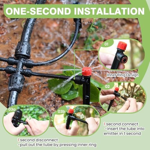 240FT Drip Irrigation System Kit New Quick-Connect, Automatic Garden Watering Misting System for Greenhouse, Yard, Lawn, Plant with 1/2 inch Hose 1/4 inch Distribution Tubing and Accessories