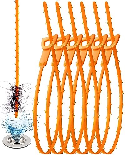 25 Inch Sink Snake Drain Clog Remover Tool,6 Pack Drain Cleaner Hair Clog Remover Tool, Drain Hair Remover Plumbers Snake, Drain Cleaner Sticks, Easy and Quick Unclog Sink Drain, Kitchen, Shower, tub.