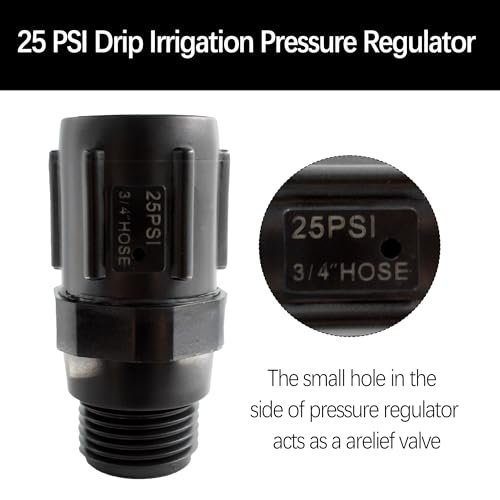 25 PSI Drip Irrigation Pressure Regulator, Garden Hose Pressure Reducer Low Flow Valve, 3/4" Female Hose Thread x 3/4" Male Hose Thread