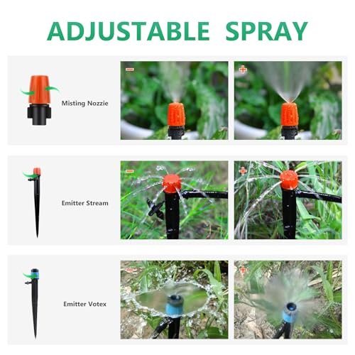256FT Drip Irrigation System Kit, 163pc Automatic Garden Watering Misting System for Greenhouse, Yard, Lawn, Plant