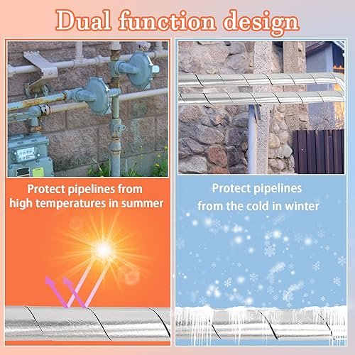 2in x 40FT Pipe Insulation Foam Tape,Self Adhesive Pipes Wrap Insulation Tape with Aluminum Foil,Waterproof Water Pipes Wrap Insulation Tape for Winter Cold Hot Water Pipes
