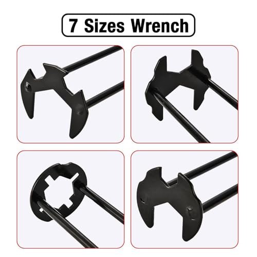 2pcs Basin Wrench Multifunctional Sink Wrench 7 Sizes Faucet Tool Four-jaw Hex Spanner Universal Plumbers Tool for Tight Spaces Kitchen Bathroom Home
