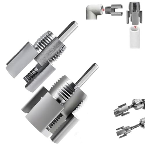 2PCS Integrated Internal & External Pipe Threading Tool, Pipe Thread Cutting Tool, 1/2'' 3/4'' Electric Drill Compatible PVC & Plastic Pipe Threader Kit for Home Repair (1/2"+3/4")