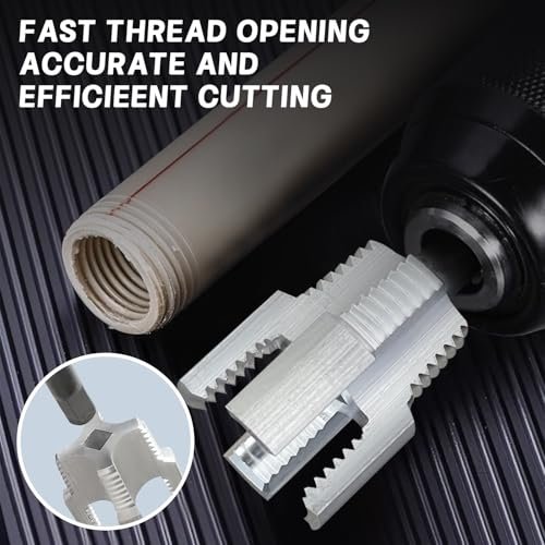 2PCS Integrated Internal & External Pipe Threading Tool, Pipe Thread Cutting Tool, 1/2'' 3/4'' Electric Drill Compatible PVC & Plastic Pipe Threader Kit for Home Repair (1/2"+3/4")