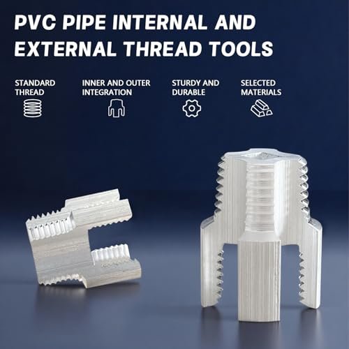2PCS Integrated Internal & External Pipe Threading Tool, Pipe Thread Cutting Tool, 1/2'' 3/4'' Electric Drill Compatible PVC & Plastic Pipe Threader Kit for Home Repair (1/2"+3/4")