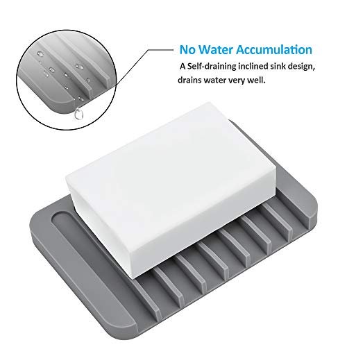 2PCS Mcyye Self Draining Soap Dishes, Premium Silicone Soap Holder & Saver for Shower, Bathroom, Kitchen, Bath Tub, Razor, Sponges, Drains Water Very Well, Can Extend Soap Life, Easy Clean