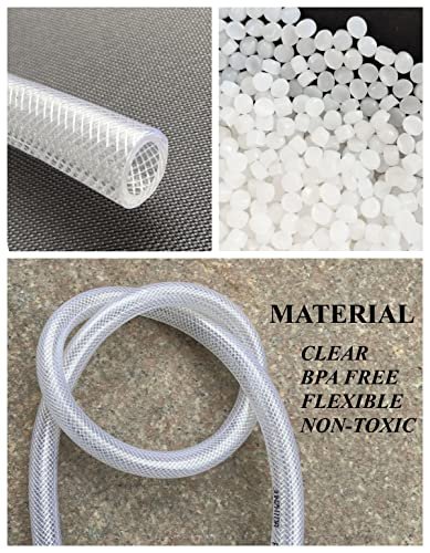 3/4" ID x 1" OD - 10 Ft High Pressure Braided Clear PVC Tubing Flexible Vinyl Tube, Heavy Duty Reinforced PVC Hose Tubing, BPA Free and Non Toxic