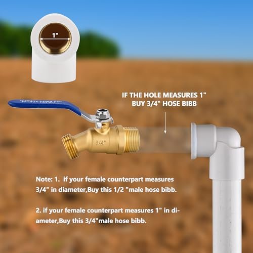 3/4" NPT Brass Male Hose Bib, Heavy Duty Outdoor Hose Spigot/Faucet, Lead-free, With 3/4" Male GHT Threads, Unlimited Flow Water Spigot，Ideal For Garden, Patio, Car wash