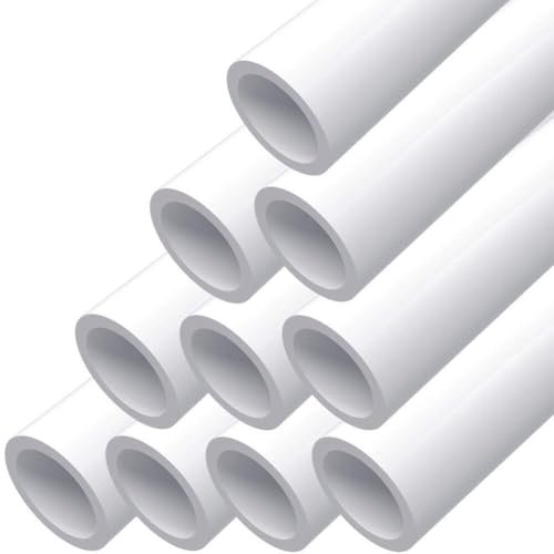 3/4" PVC Pipe Furniture Grade, DIY PVC Projects for the Home, Garden, Greenhouse, Farm and Workshop, Sch. 40, White [40" x 10 Pack]