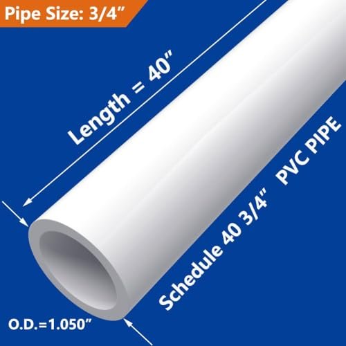 3/4" PVC Pipe Furniture Grade, DIY PVC Projects for the Home, Garden, Greenhouse, Farm and Workshop, Sch. 40, White [40" x 10 Pack]