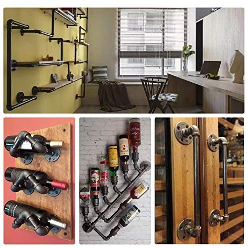3/4"Black Pipe Fitting, Home TZH 30 Pack Floor Flange/Elbow/Tee Combo for Industrial vintage style, Flanges/Elbow/Tee with Threaded Hole for DIY Project/Furniture/Shelving(30, Black 3/4")