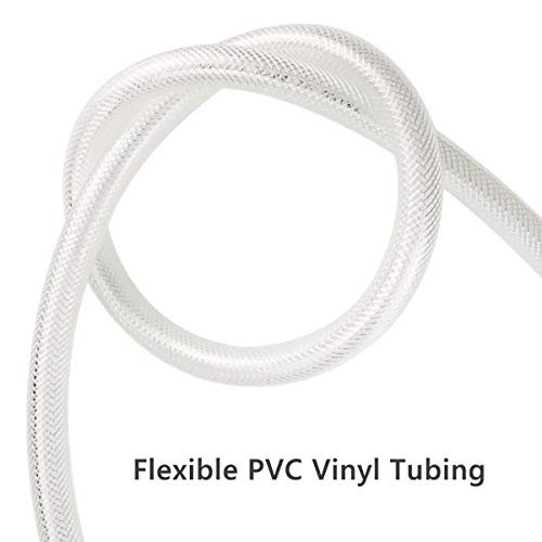 3/8" ID x 50 Ft High Pressure Braided Clear PVC Vinyl Tubing Flexible Vinyl Tube, Heavy Duty Reinforced Vinyl Hose Tubing, BPA Free and Non Toxic