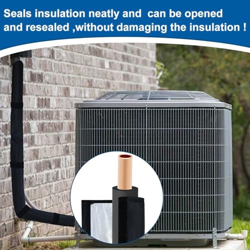 3 Layers HVAC Copper Pipe Insulation Cover Protector Outdoor 600D Oxford AC Copper Line Insulation Sleeve Wrap for Outside 72x10.2Inch with 4 Adjustable Straps for Central Air Conditioning Mini Splits