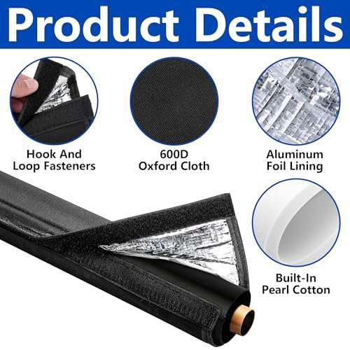 3 Layers HVAC Copper Pipe Insulation Cover,72x10.2 Inch 600D Oxford AC Pipe Insulation Covers for Outside,Flexible Copper Line Insulation Sleeve for Central Air Conditioning Mini Splits