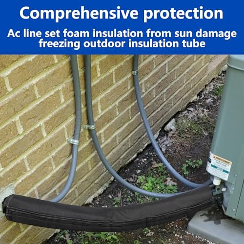3 Layers HVAC Copper Pipe Insulation Cover,72x10.2 Inch 600D Oxford AC Pipe Insulation Covers for Outside,Flexible Copper Line Insulation Sleeve for Central Air Conditioning Mini Splits