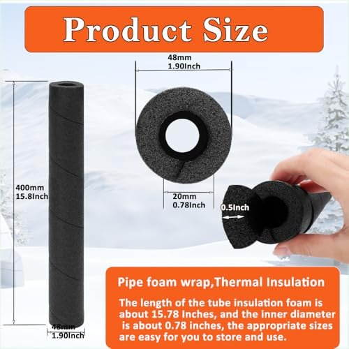 3 Pack Pipe Insulation Foam Tube - 15.8 Inches Black Pipe Covers - Multi-Purpose Soft Foam Tubing for Outdoor Indoor Swimming Pool Handle Water Pipes