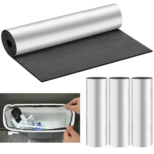 3 Pack Toilet Tank Liners, 40 x 16 Inch Toilet Anti Condensation Kit with Aluminum Foil-Self Adhesive,Toilet Tank Insulation Liner for Stopping Condensation Preventing Water Damage to Floors