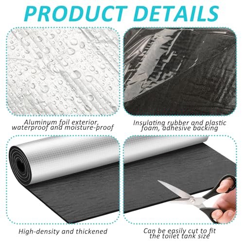 3 Pack Toilet Tank Liners, 40 x 16 Inch Toilet Anti Condensation Kit with Aluminum Foil-Self Adhesive,Toilet Tank Insulation Liner for Stopping Condensation Preventing Water Damage to Floors