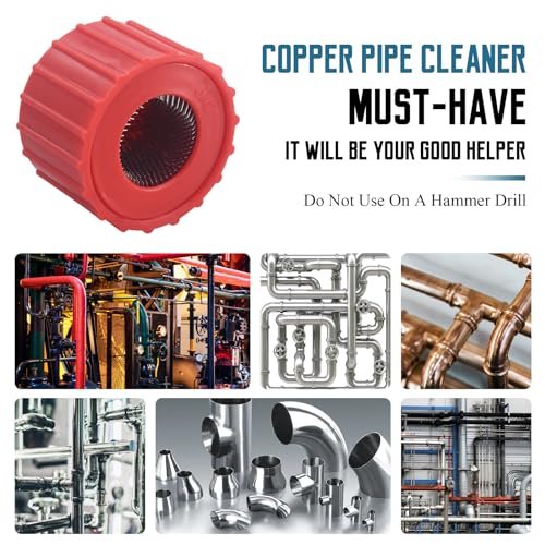 3 Pcs Copper Pipe Cleaner, 1/2" & 3/4" & 1" Copper Pipe Brush Plumbers Cleaning Brush, Handy Copper Tube Brush Deburring Brush Cleans Copper Pipe Cleaning Tool for Brazing, Plumbing