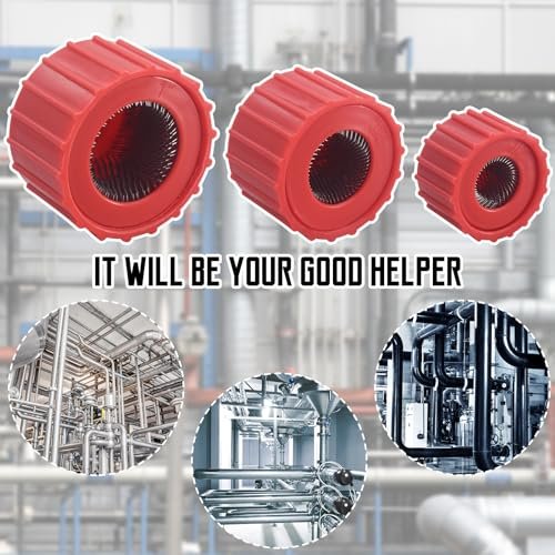 3 Pcs Copper Pipe Cleaner, 1/2" & 3/4" & 1" Copper Pipe Brush Plumbers Cleaning Brush, Handy Copper Tube Brush Deburring Brush Cleans Copper Pipe Cleaning Tool for Brazing, Plumbing