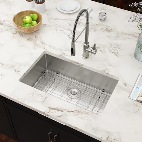 30 inch Undermount Sink 16 Gauge Stainless Steel Undermount Single Bowl Kitchen Sinks Large Deep Under Counter Kitchen Sink Basin 30"x18"x9"