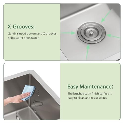 30 inch Undermount Sink 16 Gauge Stainless Steel Undermount Single Bowl Kitchen Sinks Large Deep Under Counter Kitchen Sink Basin 30"x18"x9"