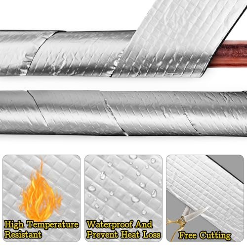 32.8 FT Pipe Insulation Wrap,Foil Pipe Wrap Insulation Tape Self Adhesive for Outdoor Indoor Pipe Insulation Wrap Freezing Weather （Black 1pack）