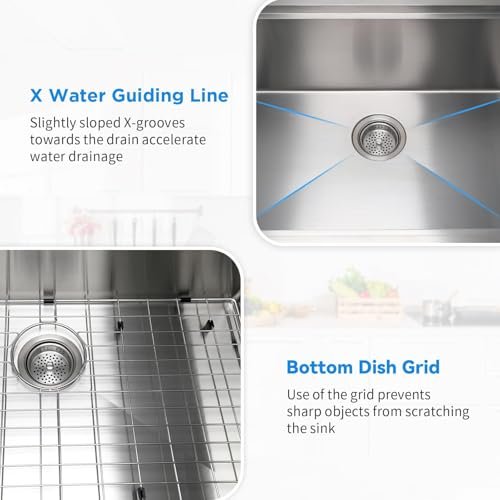 32" x 19" Multifunctional Undermount Workstation Kitchen Sink S304 Stainless Steel Handmade Modern Single Bowl Kitchen Sink with Accessories and Integrated