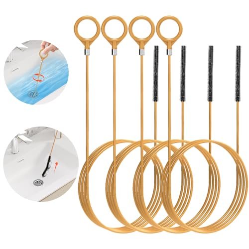 35 Inch Drain Snake Hair Clog Remover Tool, Anti-Break Metal with Nylon Coating Sink Snake, for Bathroom Sink, Tub, Shower, Pipe Drain (4 Pack)