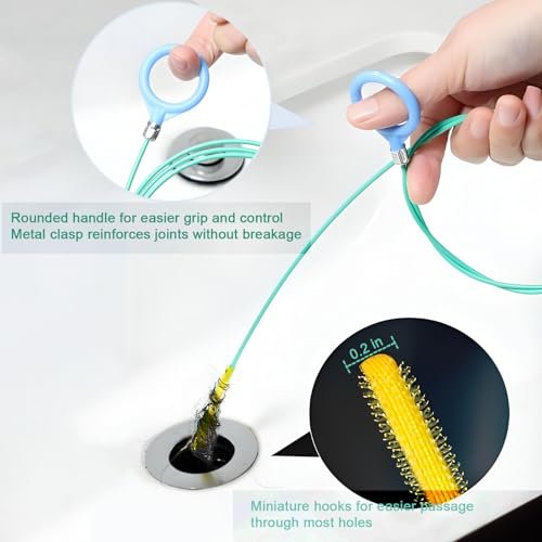35 Inch Drain Snake Hair Drain Clog Remover Tool, Anti-Break Steel Sink Snake Drain Hair Removal Tool, Long Flexible Drain Cleaner Tool for Bathroom Sink, Tub, Shower, Pipe Drain(3 Pack)