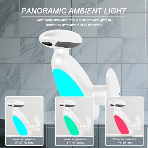 360° Rotating Ambient Light Bathroom Faucet - 4-Way Rotating Pull-Down Spray, Smart Temperature-Changing LED, Modern Bathroom Sink Faucet 9/16" Hose Cold Start Ceramic Cartridge