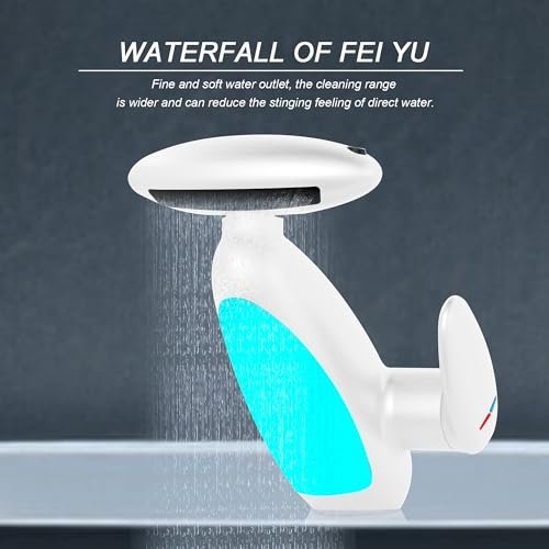 360° Rotating Ambient Light Bathroom Faucet - 4-Way Rotating Pull-Down Spray, Smart Temperature-Changing LED, Modern Bathroom Sink Faucet 9/16" Hose Cold Start Ceramic Cartridge