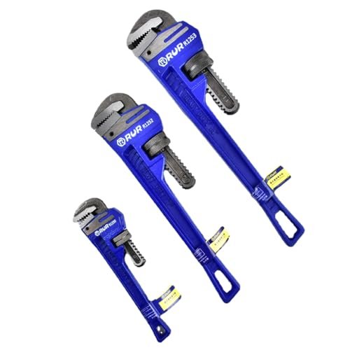 3Pcs 8&12&18-inch Heavy Duty Pipe Wrench Sets - Heavy Duty Straight Plumber Wrenches Set,Easy Adjusting,Tight Bite without Slipping