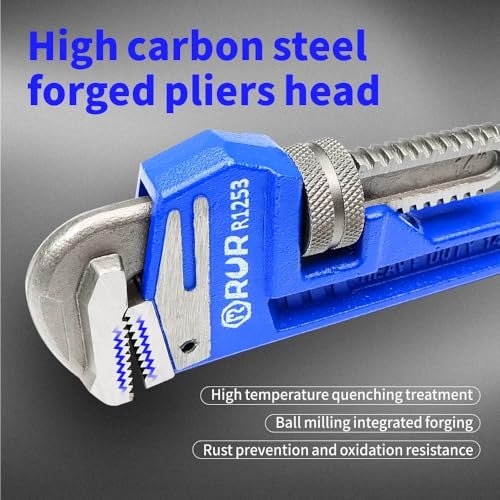 3Pcs 8&12&18-inch Heavy Duty Pipe Wrench Sets - Heavy Duty Straight Plumber Wrenches Set,Easy Adjusting,Tight Bite without Slipping