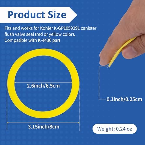 3Pcs Canister Flush Valve Seal for Kohler, Toilet Tank Parts GP1059291 Flush Valve Seal, Silicone Gasket Replacement Parts Toilet Seal Ring