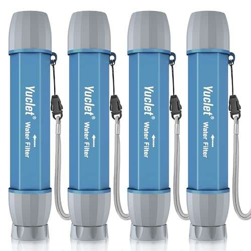 4 Pack Water Filter Straw, Portable Personal Water Filtration System, Water Purifier Survival, Emergency Preparedness for Camping Hiking Drinking Travel Hunting and Family Outing