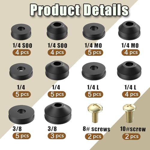 48 PCS Faucet Washer Assortment Kit Outdoor Faucet Repair Kit with Brass Screws Flat and Beveled Washers for Use with Assorted Quick-Opening Style Faucets Stem Worn Out Washer Replacements (48 PCS)